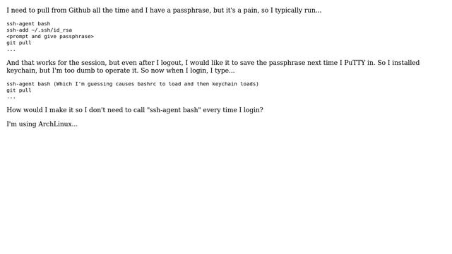 Be able to pull from git without password on login or just run keychain which does it for me смотреть онлайн