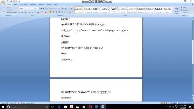 Login form using HTML|| HTML for beginners || Forms in HTML. #html #coding # notepad