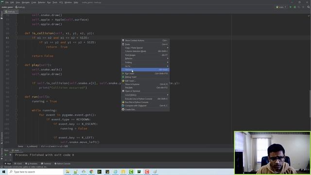Snake and apple game in python pygame - 5. Snake eats apple, find score | Python project tutorial