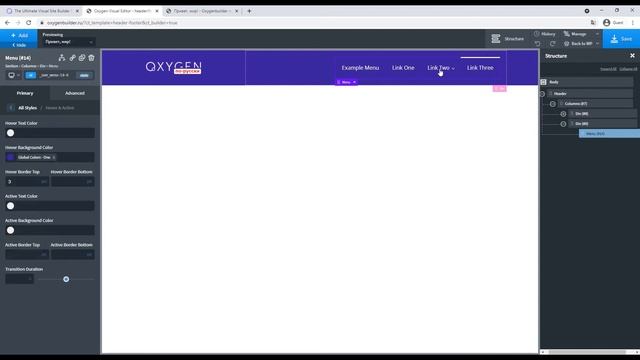 Oxygen Builder. Урок #4. Создаем первый шаблон