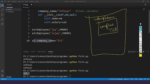 Object Oriented Programming Python -11 | Class Variables in Python | Class Method in Python