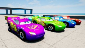 Lightning Mcqueen vs DANGEROUS ROAD with BROTHERS in BeamNG drive