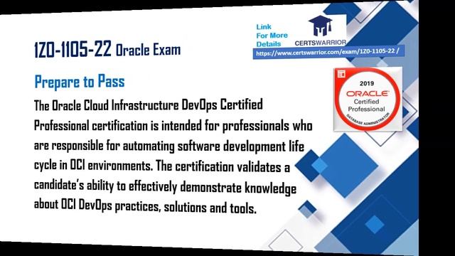 Oracle Cloud Infrastructure DevOps Professional Exam Number: 1Z0-1109-22 смотреть онлайн
