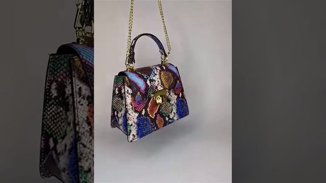Женская разноцветная кожаная сумка сэтчел на цепочке производство Италия vera pelle смотреть онлайн