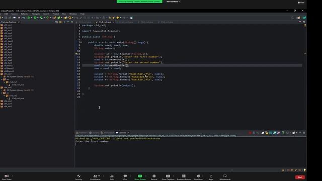 java programming, use scanner in to read two numbers, calculates and display the sum смотреть онлайн
