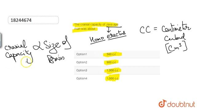 The cranial capacity of Java ape man was about | 12 | EVOLUTION | BIOLOGY | ERRORLESS | Doubtnu... смотреть онлайн