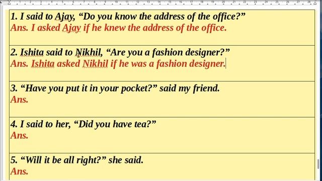 Narration Change in Interrogative Sentence: Direct to Indirect. смотреть онлайн