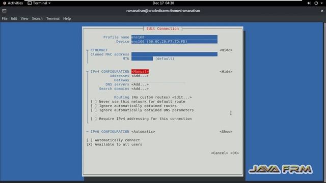 How to set static ip address using nmtui command in Oracle Linux 8