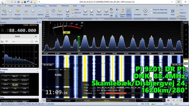 30.06.2023 08:09UTC, [Es], DR P1 (1-я прог. датского радио), Дания, 88.4МГц, 1620км