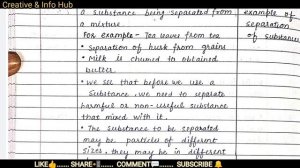 Science Lesson Plan - Separation of Substance - Class 6 in english - With TLM