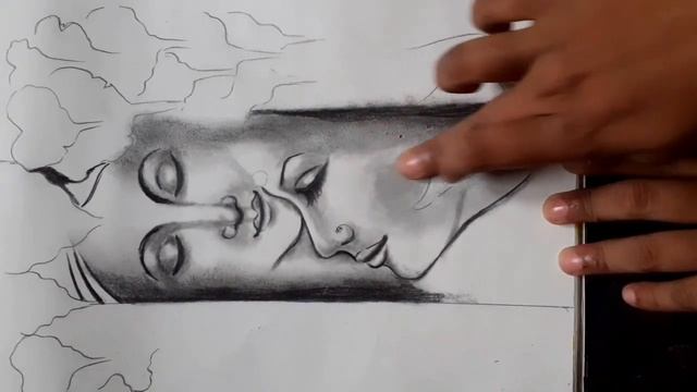 Radha Krishna painting || Black and white sketch || Lord Krishna and Radha Potrait drawing || CTW смотреть онлайн