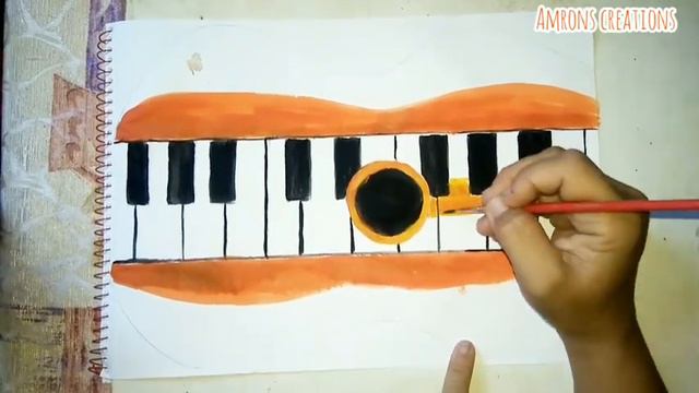 Piano-Guitar Painting/Easy Painting Tutorial/Stepbystep/Amron's Creations