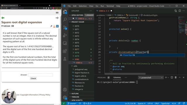 #80: Square Digital Root Expansion - Project Euler смотреть онлайн