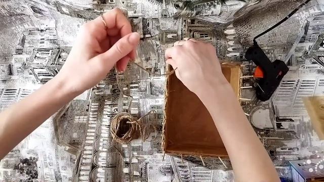 корзинка из коробки,шпажек и джута своими руками. handmade jute basket смотреть онлайн