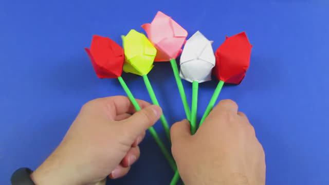 Красивейший тюльпан из бумаги - оригами цветок своими руками!