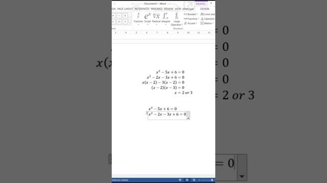 Align Equal Sign in Equation Editor MS Word #Shorts