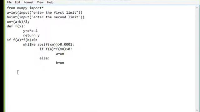 Bisection method python program