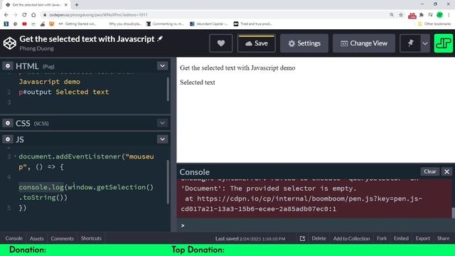 Get selected text with Javascript смотреть онлайн