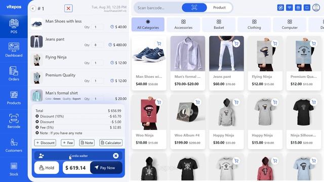 Vitepos - POS Module ( Add to cart and process order)
