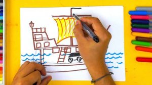 Рисуем ПИРАТСКИЙ Корабль ФЛОМЕСТЕРАМИ рисование с РыбаКит