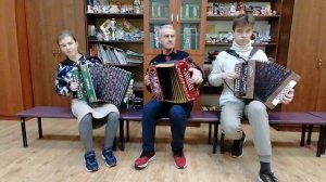 Наигрыш "Досада" на гармони. Говорухо А. М. и его ученики: Шевель Николай и Рославцева Екатерина