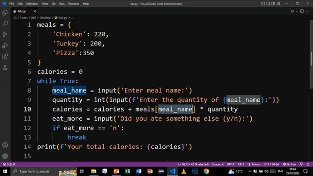 PYTHON MEALS CALORIES CALCULATOR T-9 | PYTHON PROBLEM SOLVING смотреть онлайн