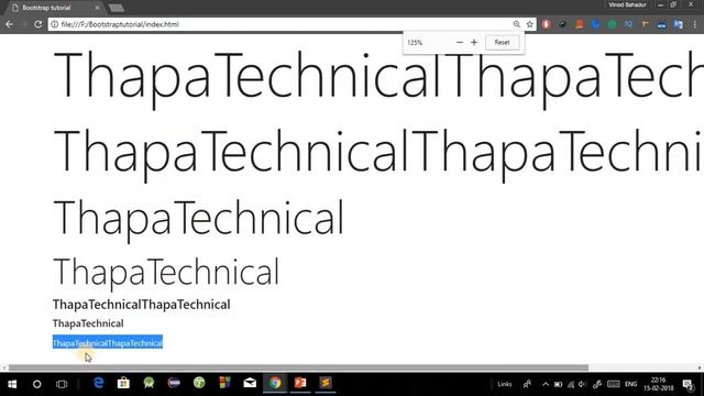 Bootstrap 4 Tutorial in Hindi Part 2 : Bootstrap 4 Containers and Bootstrap 4 Typography
