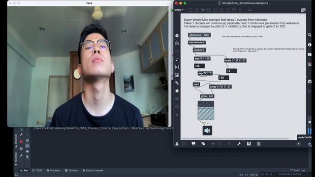 Facial Reading — OSC communication (Python, Wekinator, Max MSP)