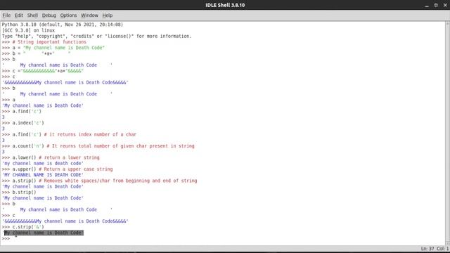 String Formatting & String Methods / Functions || Python Free tutorial #8 || Death Code