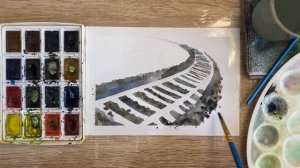 Как нарисовать железную дорогу карандашом и акварелью начинающим | Рисунок для детей