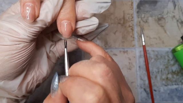 *124*Коррекция Гелем Коротких Ногтей.Аппаратный маникюр.Градиент.Дизайн Поталь.Стемпинг.