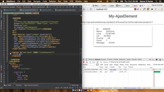 Polymer Tutorials 1.0 #26 Creating web app using Ajax in Polymer web app Part 3