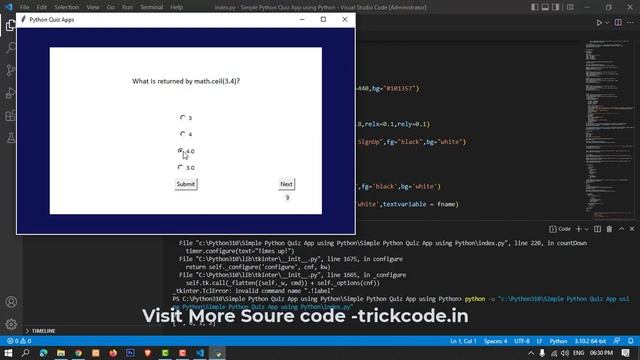 Python Quiz App using Python with Free Source Code  | Quiz project in python with source code