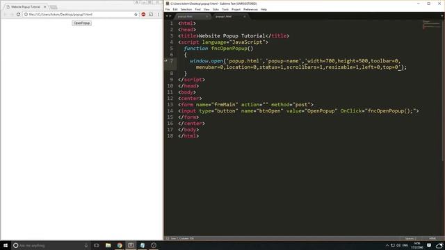 JavaScript Pop up