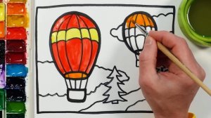 Рисуем и раскашиваем картину "Воздушные шары"! \\ Рисование для девочек! Давайте рисовать  вместе!