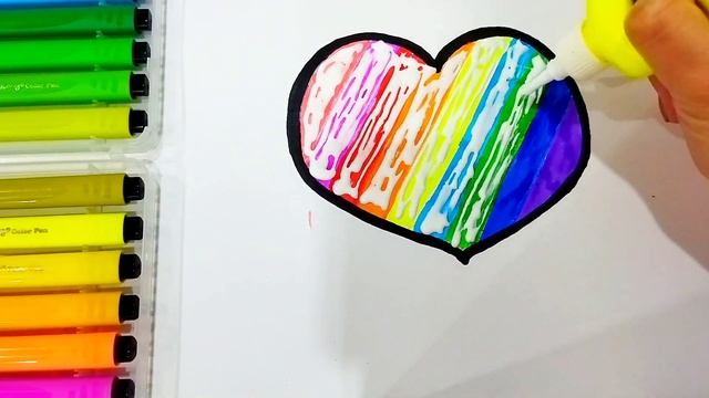 Как нарисовать СЕРДЦЕ (валентинку) легко и просто. ВАЛЕНТИНКА рисуем и раскрашиваем блёстками. смотреть онлайн