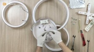 RINGS akrilika 80W белая  - сборка потолочной светодиодной люстры с пультом от Estares.