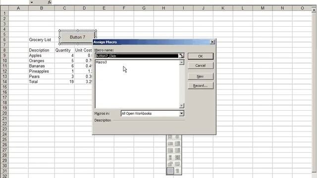 Excel 2003:  How To Create A Macro Button In Excel