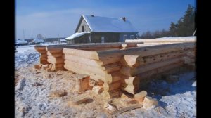 Срубы деревянных домов и бань из Мордовии зимой