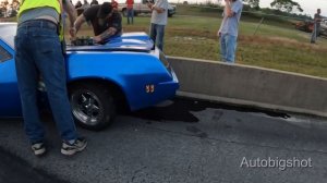 Chris Block, Chevy Monza Crashes in Epic Fashion!" Drag Racing, Street Outlaws, No Prep Mayhem