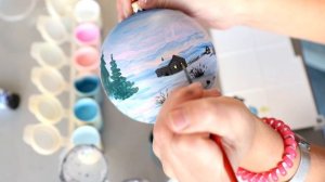 Мастер-класс по росписи новогоднего шара "Деревенский зимний пейзаж". Painting of Christmas ball/DI
