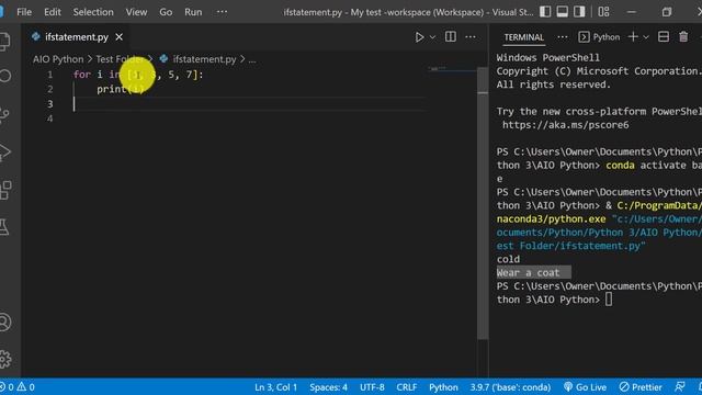 Python Tutorial  - IF Statement, For Loop, and While Loop
