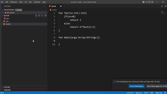 HOW TO FIND FACTORIAL USING RECURSIVE FUNCTION IN KOTLIN