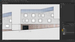 Оформление фасада с материалами для работы в Adobe Photoshop