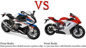 BMW S 1000 RR vs MV Agusta F3 800 Test specification comparison