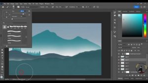 Landscape Vector Silhouette by Using Brush