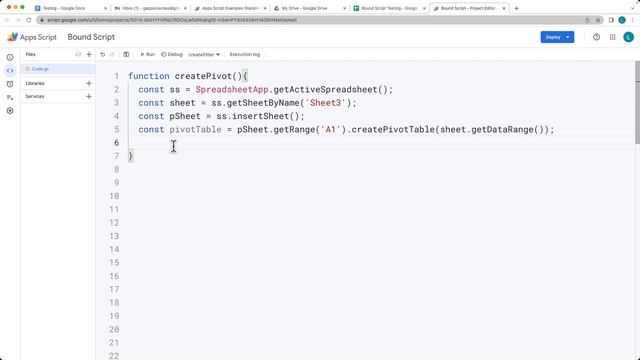 Create a pivot table in a Google Sheet