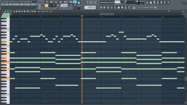 YNW Melly - Murder On My Mind (MIDI + FLP) (FL Studio Piano Tutorial / Cover)