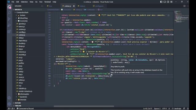 Função do comando de transação ou /tr em discor.js v13 slash #2