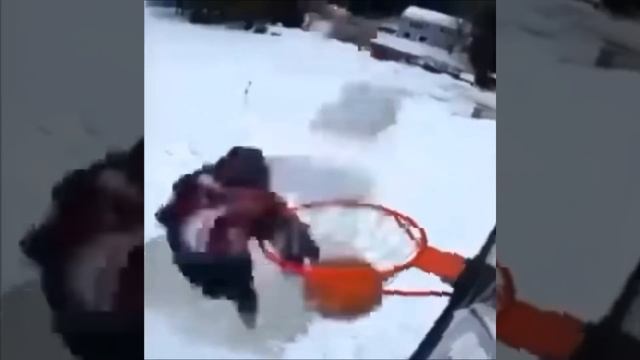 Guy dunks on ice-skates (loud) #shorts